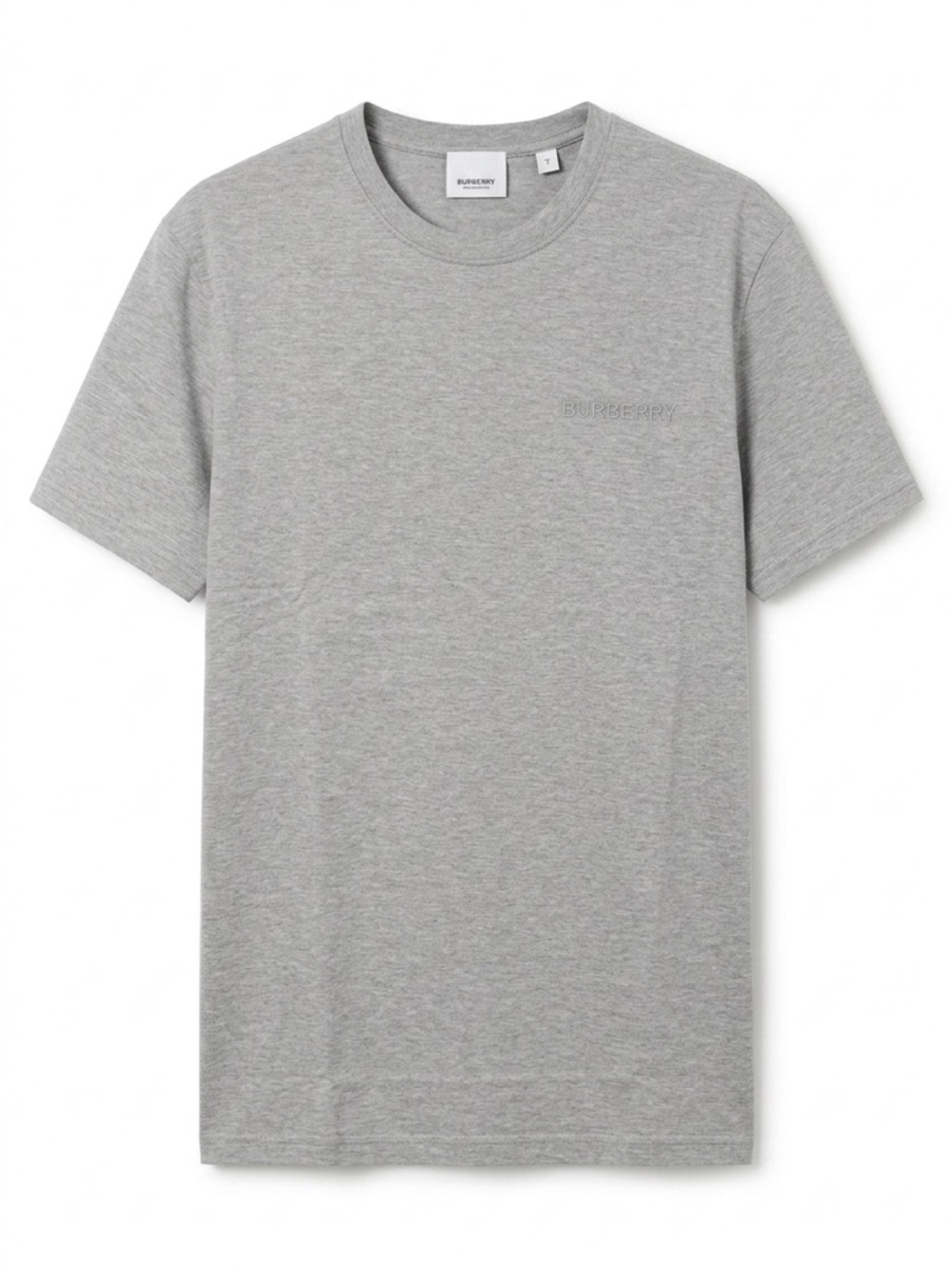 sale ends 5/14 Burberry Men's Grey Embroidered Logo Crewneck T-Shirt new M
